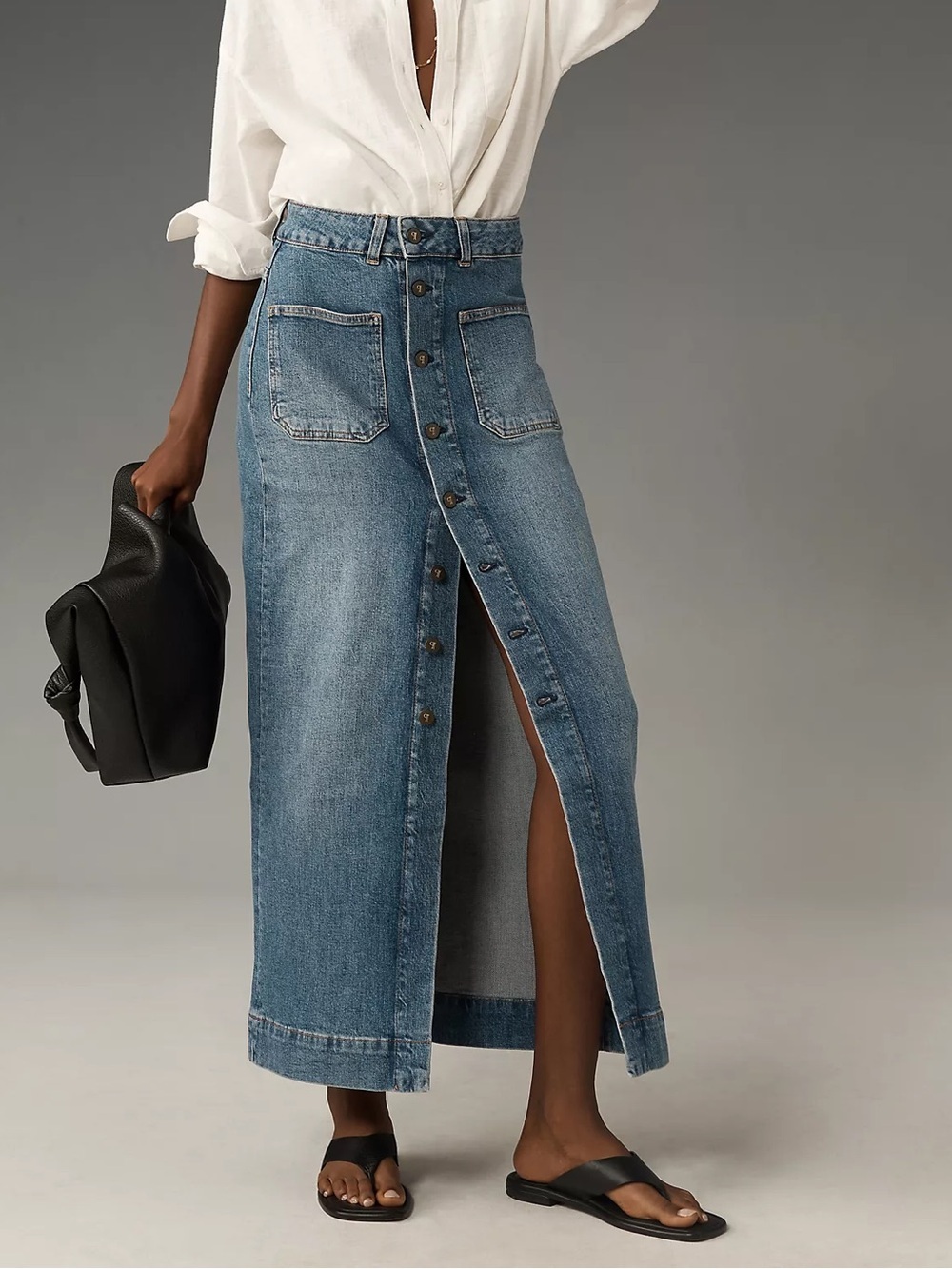 New Anthropologie Pilcro Denim Button-Front Midi Skirt size 16